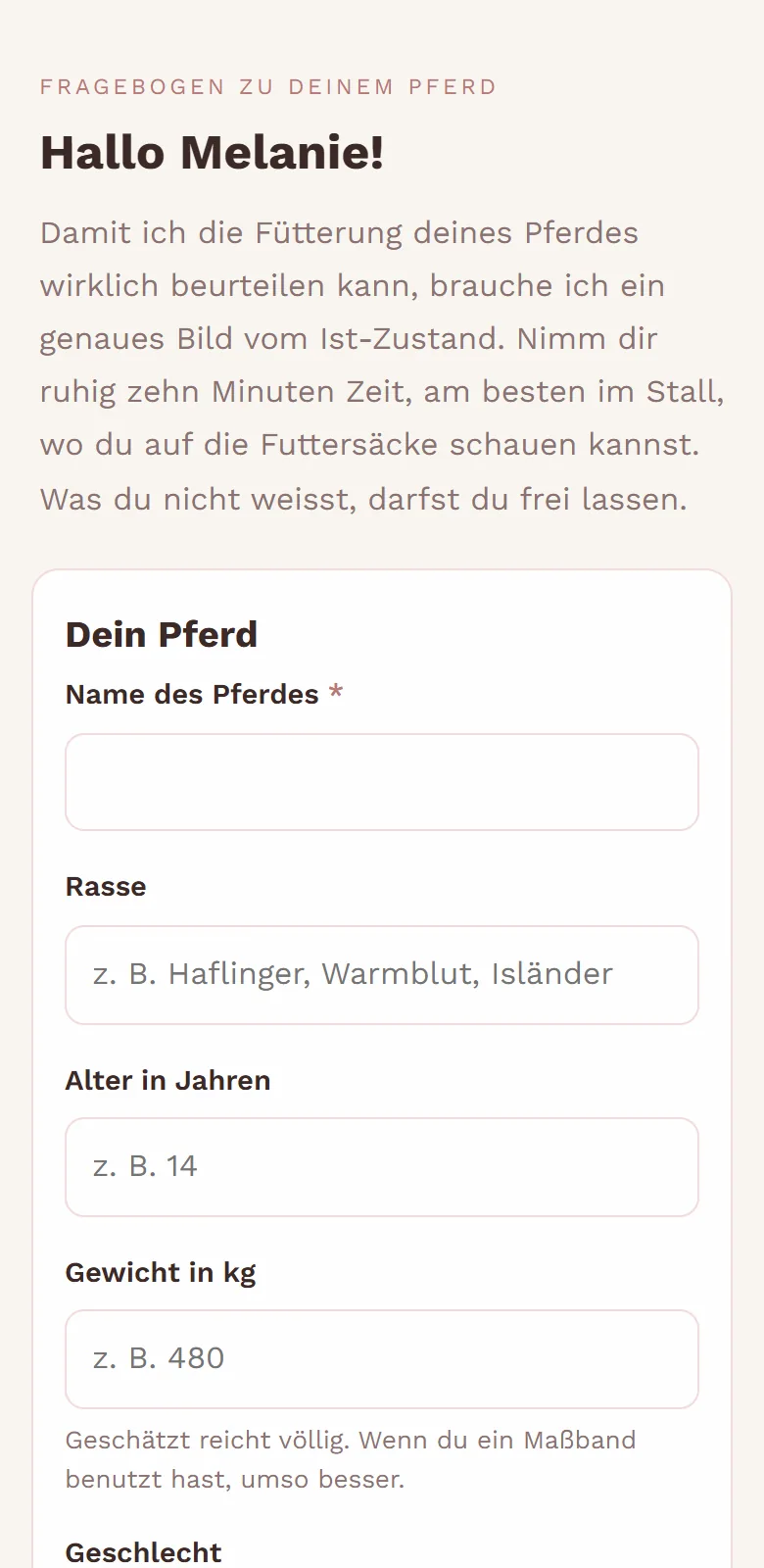 Der Anamnesebogen fürs Handy in EquiNota